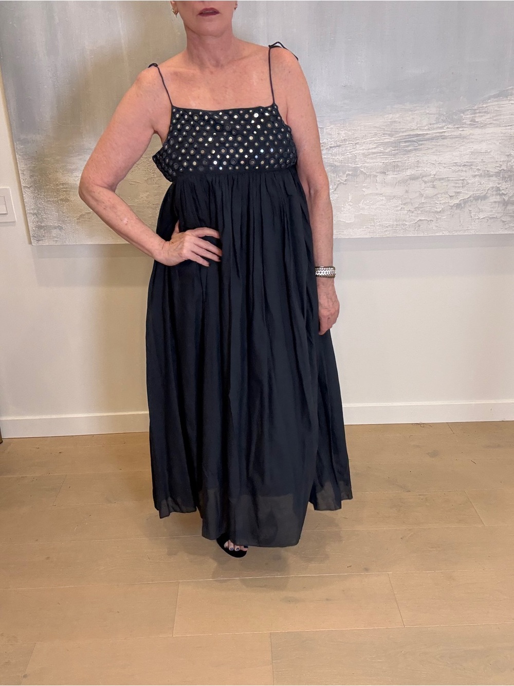 Chan Luu Navy Dress with Mirror Accents